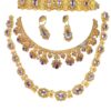 Necklace, Bracelet, and Earrings Set in 18K Yellow Gold with Natural Pink Topaz